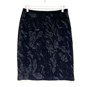 Eileen Fisher Wool Blend Jacquard Textured Knit Pencil Skirt SZ XS Black Career